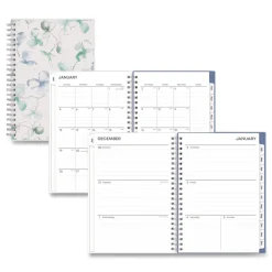 Blue Sky 8 in. x 5 in. 12-Month (Jan-Dec 2026) Lindley Weekly/Monthly Planner - White/Blue/Green Cover