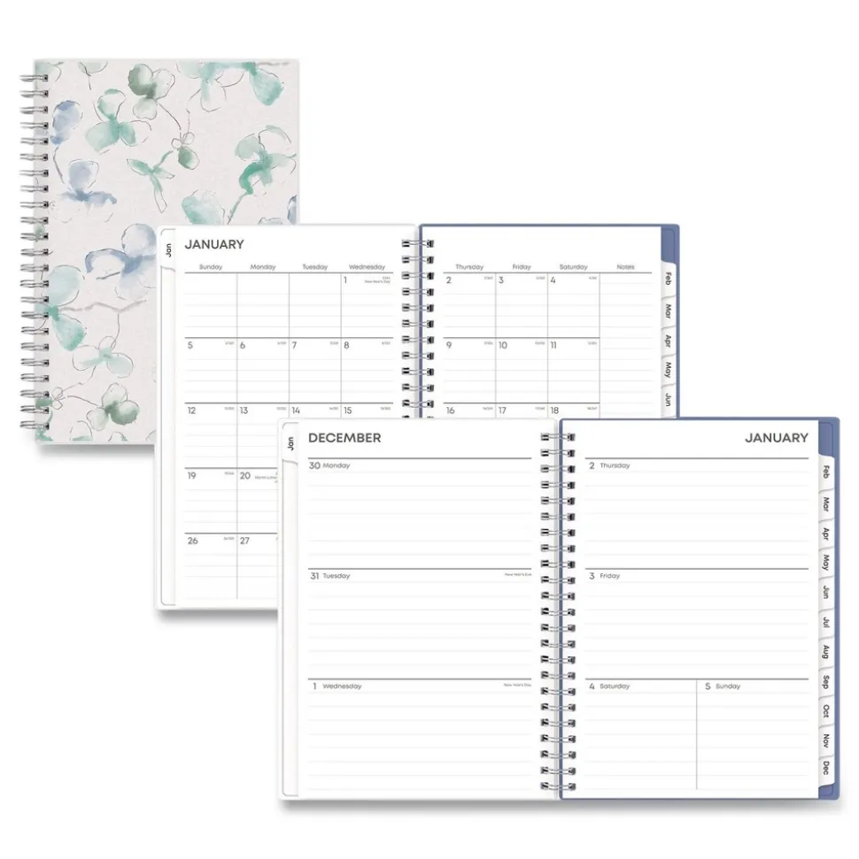 Blue Sky 8 in. x 5 in. 12-Month (Jan-Dec 2026) Lindley Weekly/Monthly Planner - White/Blue/Green Cover