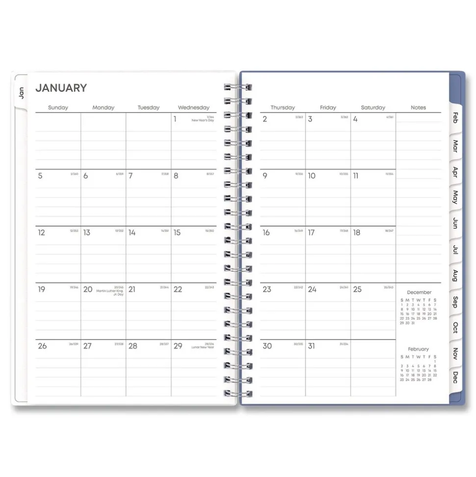 Blue Sky 8 in. x 5 in. 12-Month (Jan-Dec 2026) Lindley Weekly/Monthly Planner - White/Blue/Green Cover