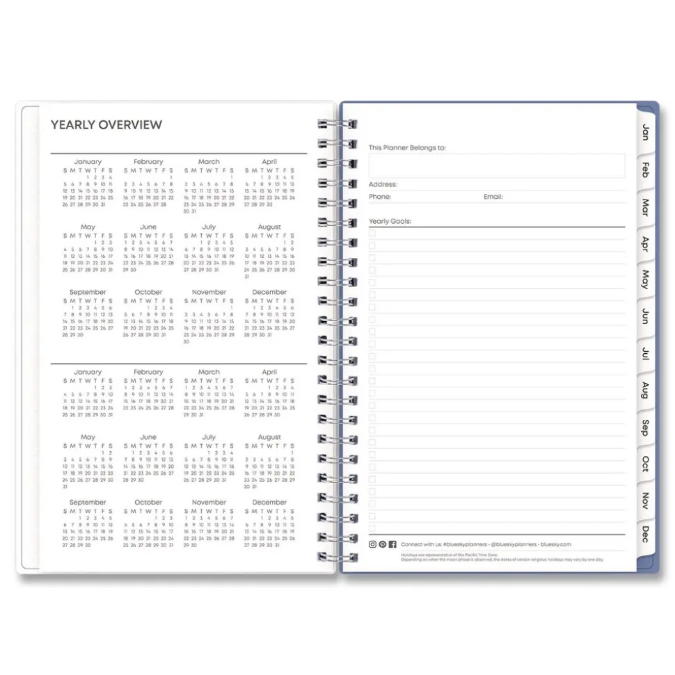Blue Sky 8 in. x 5 in. 12-Month (Jan-Dec 2026) Lindley Weekly/Monthly Planner - White/Blue/Green Cover