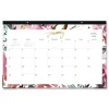 Blue Sky 17 in. x 11 in. 12-Month (Jan to Dec): 2026 Kelly Ventura Magenta Bloom Desk Pad Calendar - Floral Artwork, White/Multicolor Sheets
