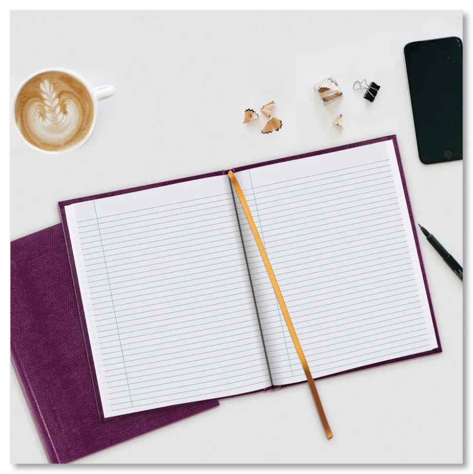 Blueline 10.75 in. x 8.5 in. Sheets Medium/College Rule 1-Subject Executive Notebook with Ribbon Bookmark - Grape Cover