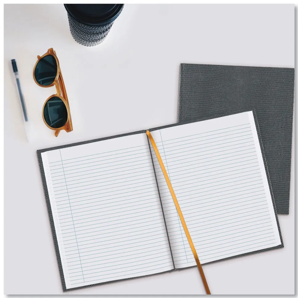 Blueline 10.75 in. x 8.5 in. Sheets Medium/College Rule 1-Subject Executive Notebook with Ribbon Bookmark - Cool Gray Cover