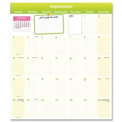 Blueline 17-Month: Aug 2025 to Dec 2026 14 in. x 13.5 in. Fridge Planner Magnetized Monthly Calendar with Pads and Pencil - Yellow/Green Sheets