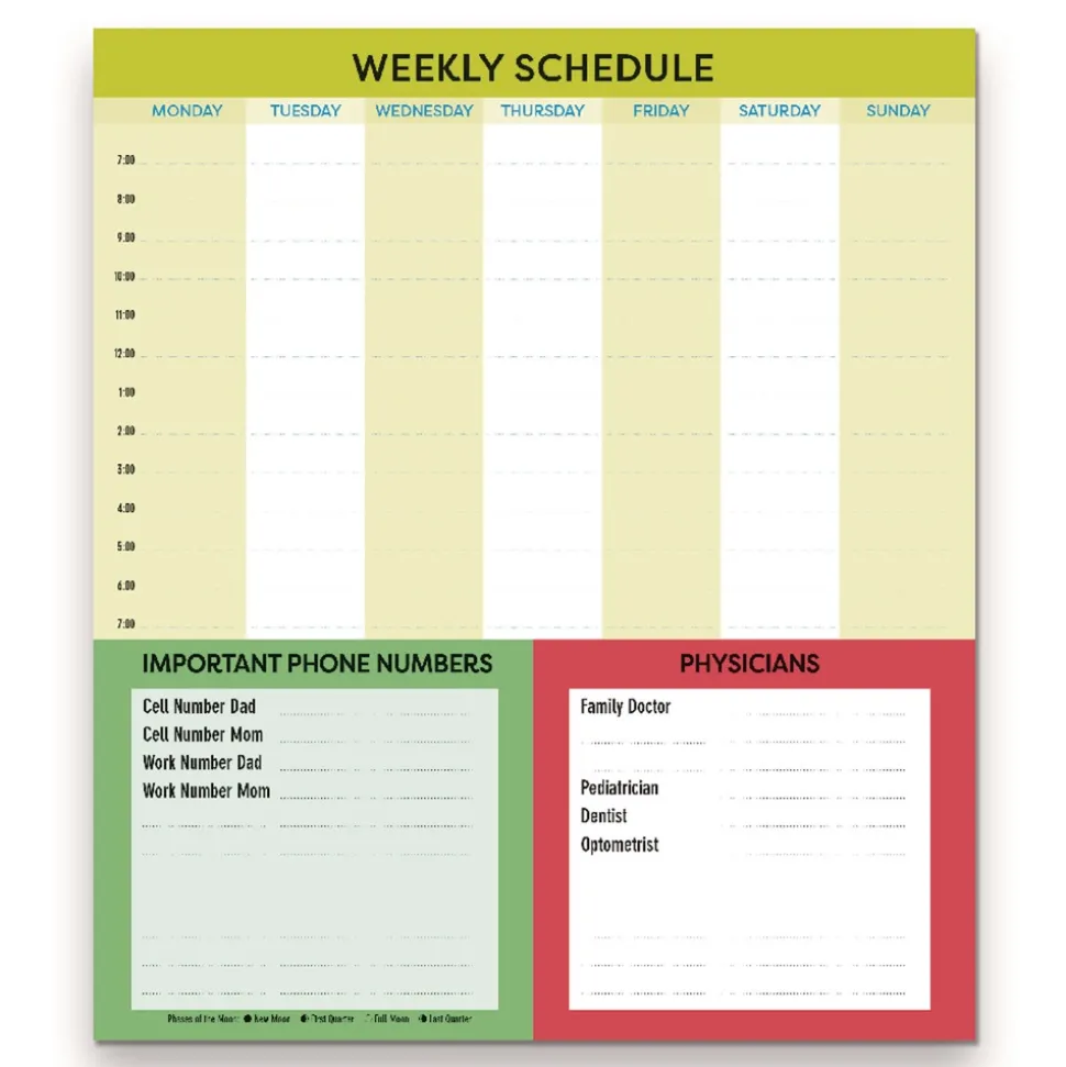 Blueline 17-Month: Aug 2025 to Dec 2026 14 in. x 13.5 in. Fridge Planner Magnetized Monthly Calendar with Pads and Pencil - Yellow/Green Sheets