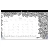 Blueline 12-Month (Jan to Dec): 2026 17.75 in. x 10.88 in. Monthly Coloring Artwork Desk Pad Calendar - Black Binding/Clear Corners