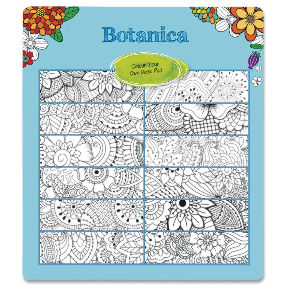 Blueline 12-Month (Jan to Dec): 2026 17.75 in. x 10.88 in. Monthly Coloring Artwork Desk Pad Calendar - Black Binding/Clear Corners