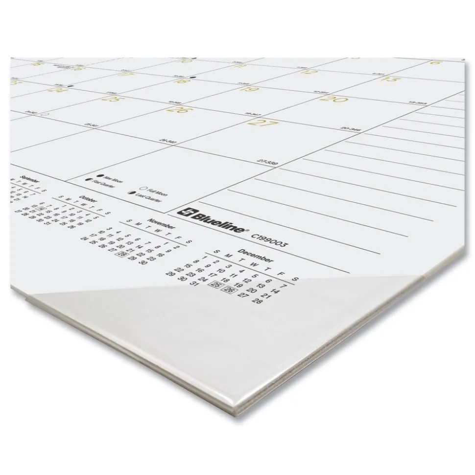 Blueline 12-Month (Jan to Dec): 2026 22 in. x 17 in. Gold Collection Monthly Desk Pad Calendar - White/Gold Sheets, Black Headband