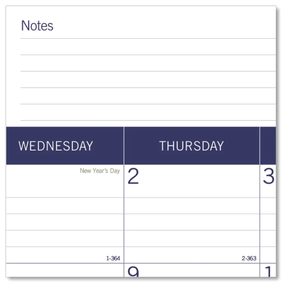Blueline 12-Month (Jan to Dec): 2026 22 in. x 17 in. DuraGlobe Monthly Desk Pad Calendar - White/Blue/Gray Sheets, Black Binding/Corners