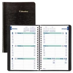 Blueline 12-Month (Jan to Dec): 2026 8 in. x 5 in. Plan and Link Weekly Planner - Black Cover