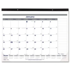 Blueline 12-Month (Jan to Dec): 2026 22 in. x 17 in. Net Zero Carbon Monthly Desk Pad Calendar - White/Gray/Blue Sheets, Black Binding
