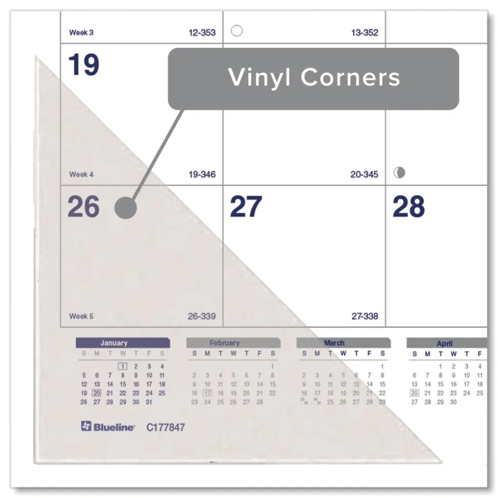 Blueline 12-Month (Jan to Dec): 2026 22 in. x 17 in. Net Zero Carbon Monthly Desk Pad Calendar - White/Gray/Blue Sheets, Black Binding