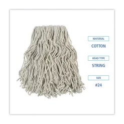 Boardwalk #24 Banded Cotton Mop Heads - White (12/Carton)