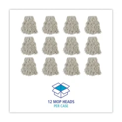 Boardwalk #24 Banded Cotton Mop Heads - White (12/Carton)