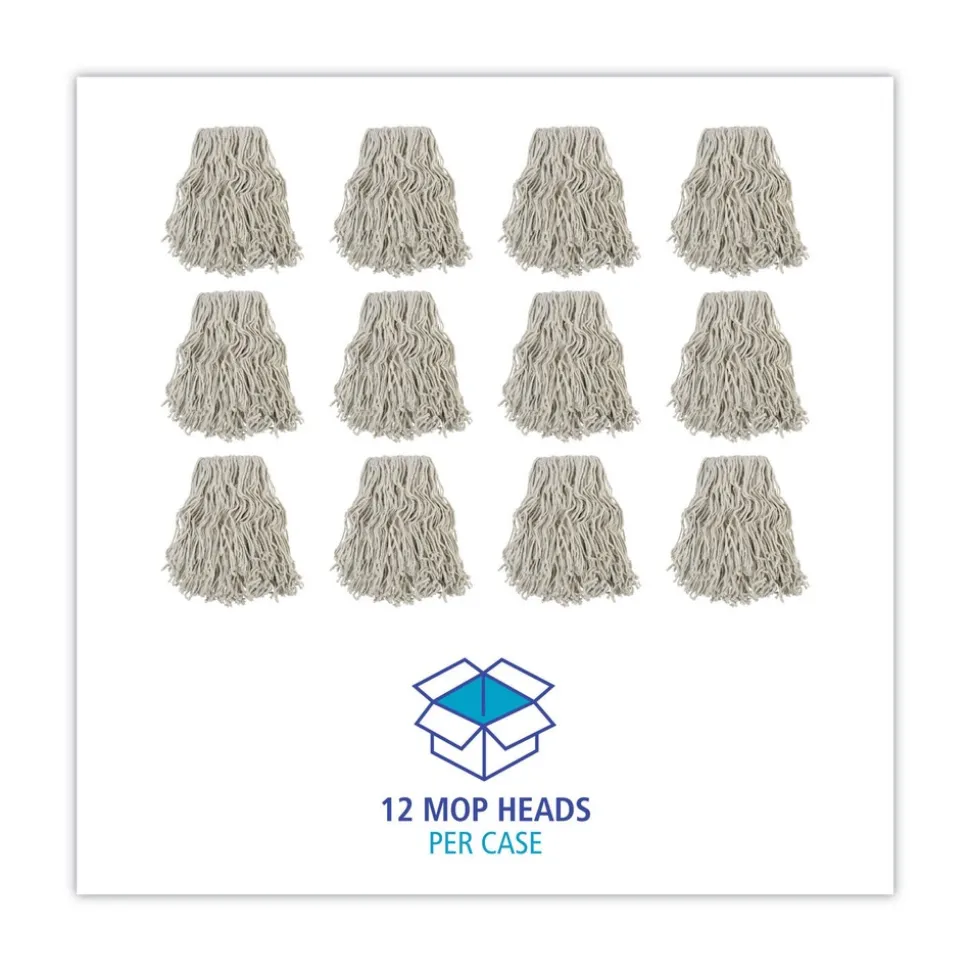 Boardwalk #24 Banded Cotton Mop Heads - White (12/Carton)