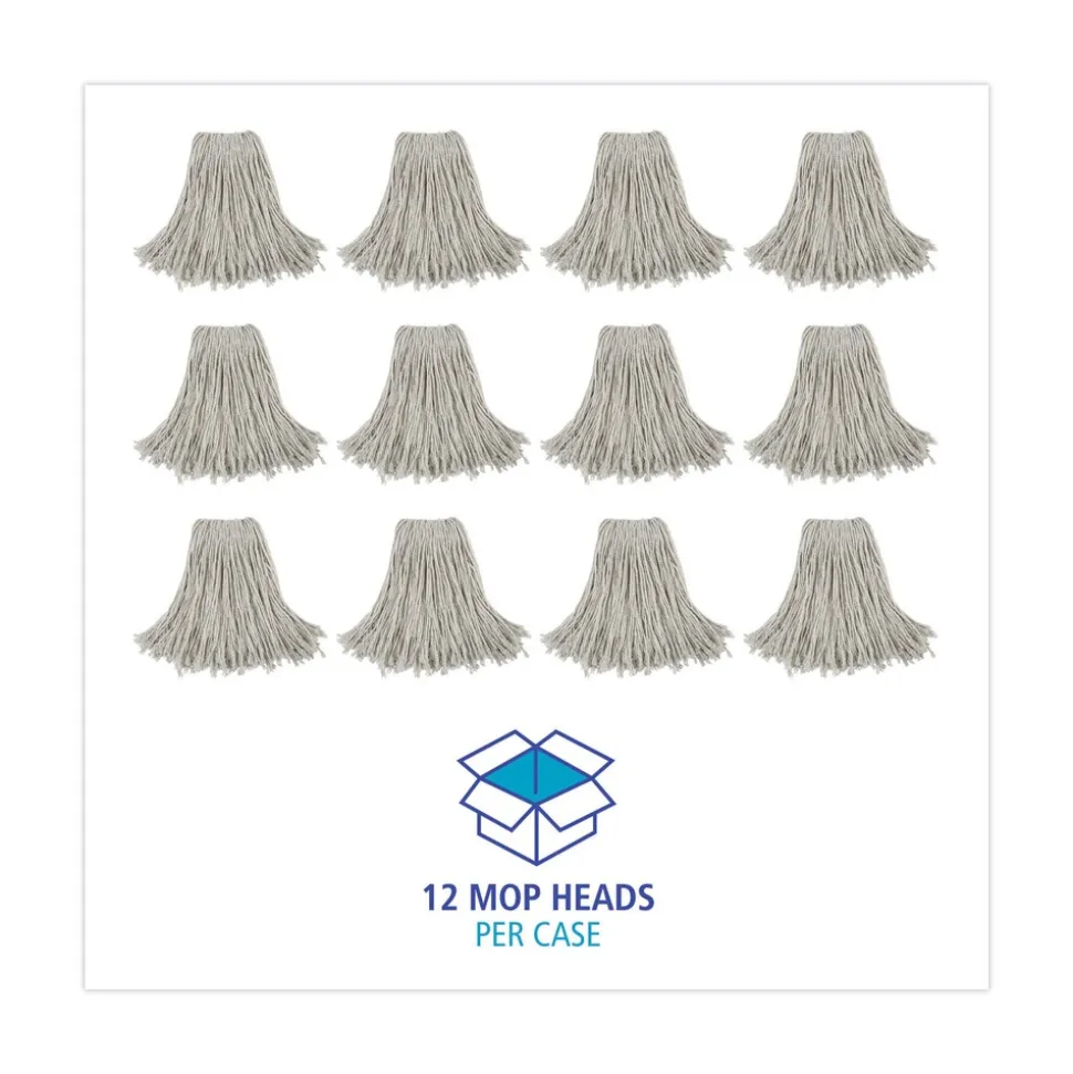 Boardwalk #24 Cut-End Cotton Wet Mop Head - White (12/Carton)