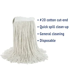 Boardwalk #20 Cut-End Cotton Wet Mop Head - White (12/Carton)