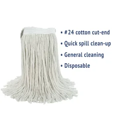Boardwalk #24 Cut-End Cotton Wet Mop Head - White