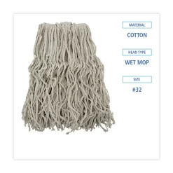 Boardwalk #32 Cut-End Cotton Mop Head - White (12/Carton)