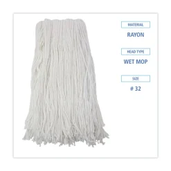 Boardwalk #32 Cut-End Rayon Wet Mop Head - White (12/Carton)