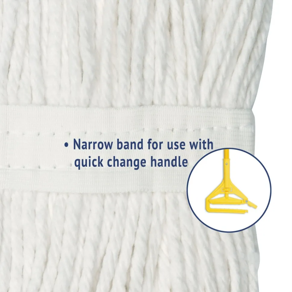 Boardwalk #20 Cut-End Rayon Wet Mop Head - White (12/Carton)