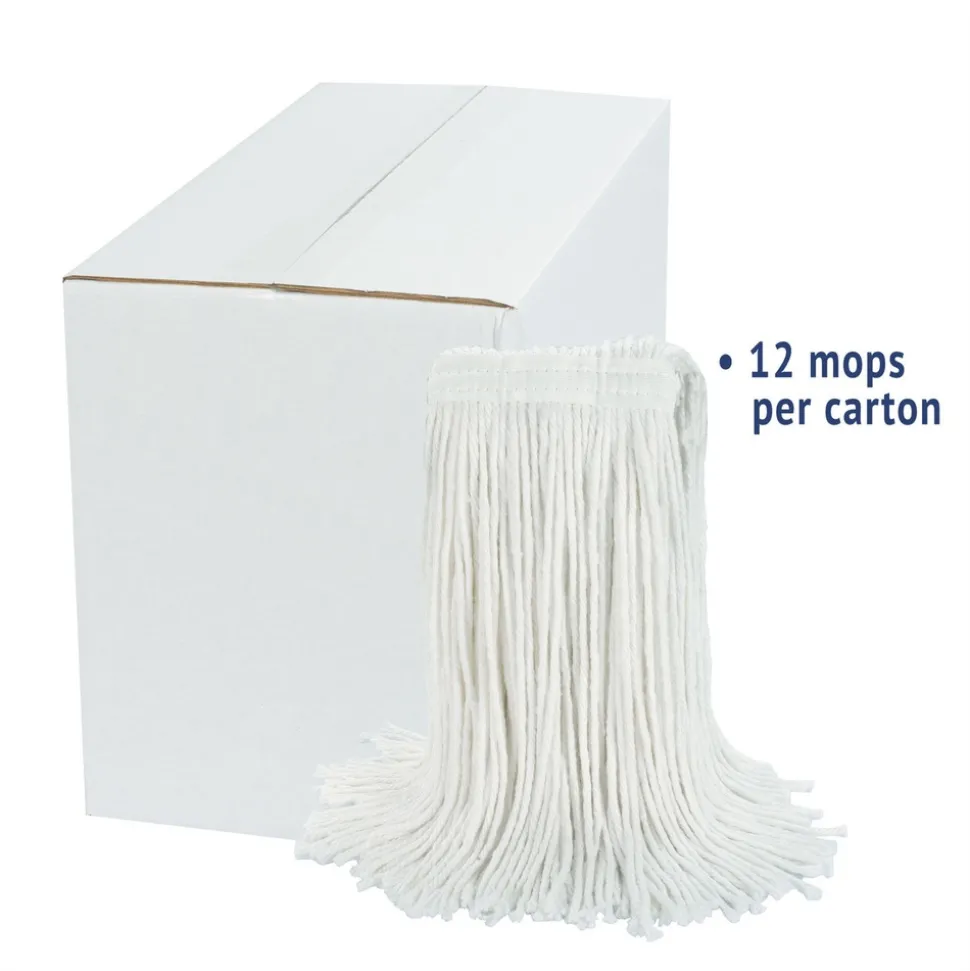 Boardwalk #24 Cut-End Rayon Wet Mop Head - White (12/Carton)