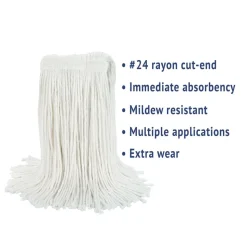 Boardwalk #24 Cut-End Rayon Wet Mop Head - White (12/Carton)