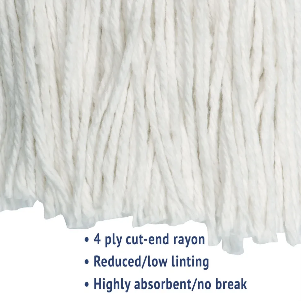 Boardwalk #24 Cut-End Rayon Wet Mop Head - White (12/Carton)