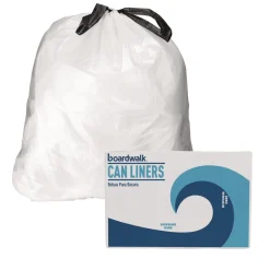 Boardwalk 13 Gallon 24 in. x 28 in. Drawstring Kitchen Bags - White (50 Bags/Roll, 2 Rolls/Carton)