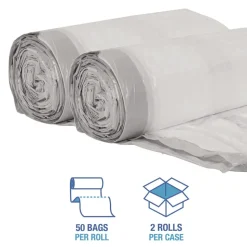 Boardwalk 13 Gallon 24 in. x 28 in. Drawstring Kitchen Bags - White (50 Bags/Roll, 2 Rolls/Carton)