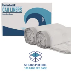 Boardwalk 13 Gallon 24 in. x 28 in. Drawstring Kitchen Bags - White (50 Bags/Roll, 2 Rolls/Carton)