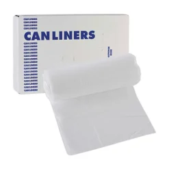 Boardwalk 16 Gallon 6 mic 24 in. x 33 in. Perforated Roll High-Density Can Liners - Natural (50 Bags/Roll, 20 Rolls/Carton)