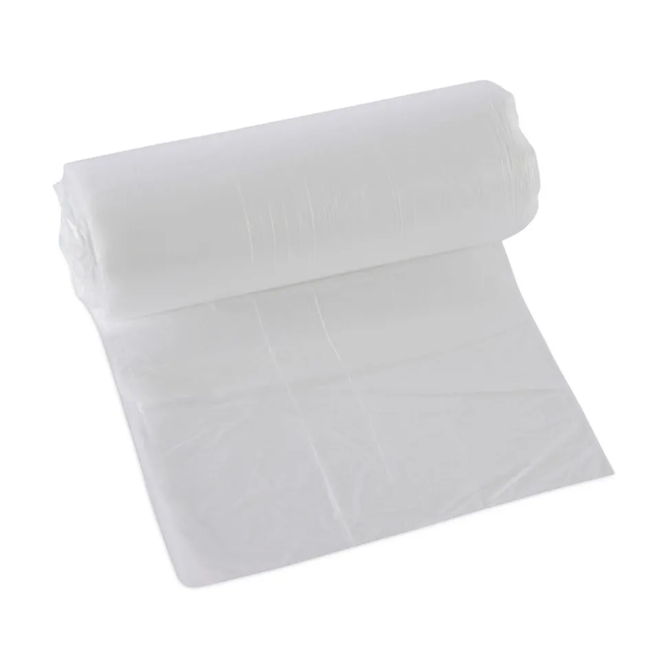 Boardwalk 16 Gallon 6 mic 24 in. x 33 in. Perforated Roll High-Density Can Liners - Natural (50 Bags/Roll, 20 Rolls/Carton)