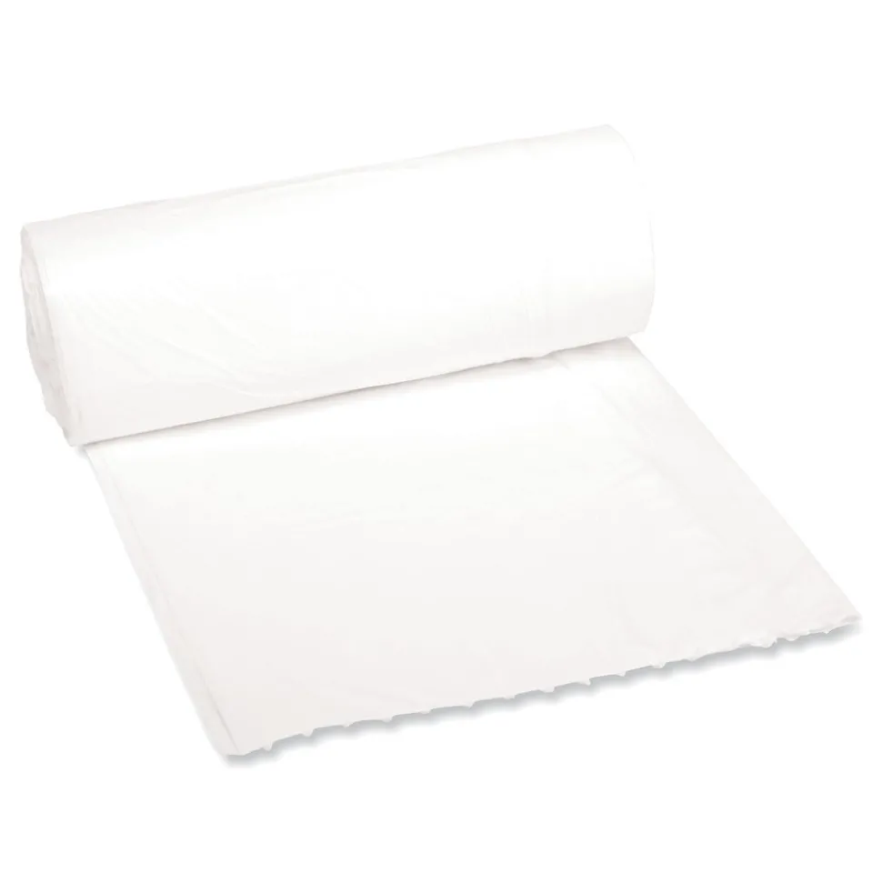 Boardwalk 16 Gallon 0.4 mil 24 in. x 32 in. Perforated Roll Low-Density Waste Can Liners - White (25 Bags/Roll, 20 Rolls/Carton)
