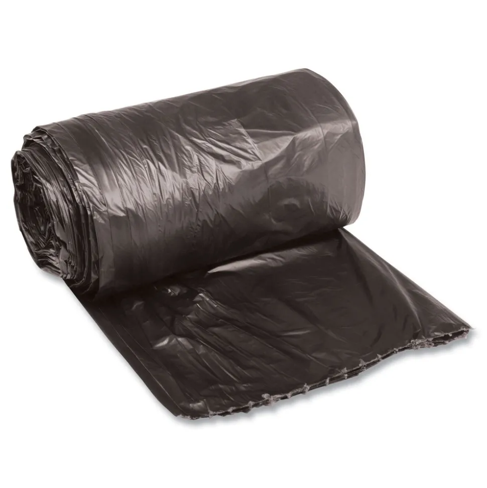 Boardwalk 16 Gallon 0.35 mil 24 in. x 32 in. Perforated Roll Low-Density Waste Can Liners - Black (50 Bags/Roll, 10 Rolls/Carton)