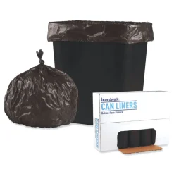 Boardwalk 16 Gallon 0.35 mil 24 in. x 32 in. Perforated Roll Low-Density Waste Can Liners - Black (50 Bags/Roll, 10 Rolls/Carton)