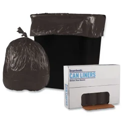 Boardwalk 10 Gallon 0.35 mil 24 in. x 23 in. Perforated Roll Low-Density Waste Can Liners - Black (50 Bags/Roll, 10 Rolls/Carton)