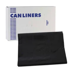 Boardwalk 60 Gallon 1.7 mil 38 in. x 58 in. Flat Pack Linear Low Density Industrial Can Liners - Black (100/Carton)