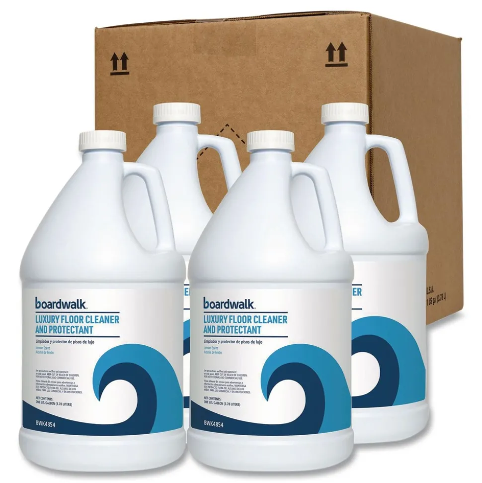 Boardwalk 1 Gallon Luxury Floor Cleaner and Protectant - Lemon Scent (4/Carton)