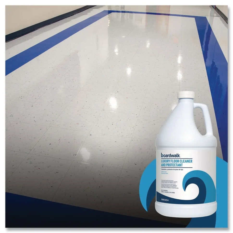 Boardwalk 1 Gallon Luxury Floor Cleaner and Protectant - Lemon Scent (4/Carton)
