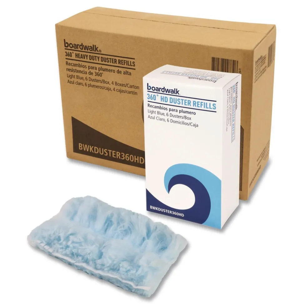 Boardwalk 360 HD Duster Refills with Soft Fluffy Fibers - Light Blue (24/Carton)