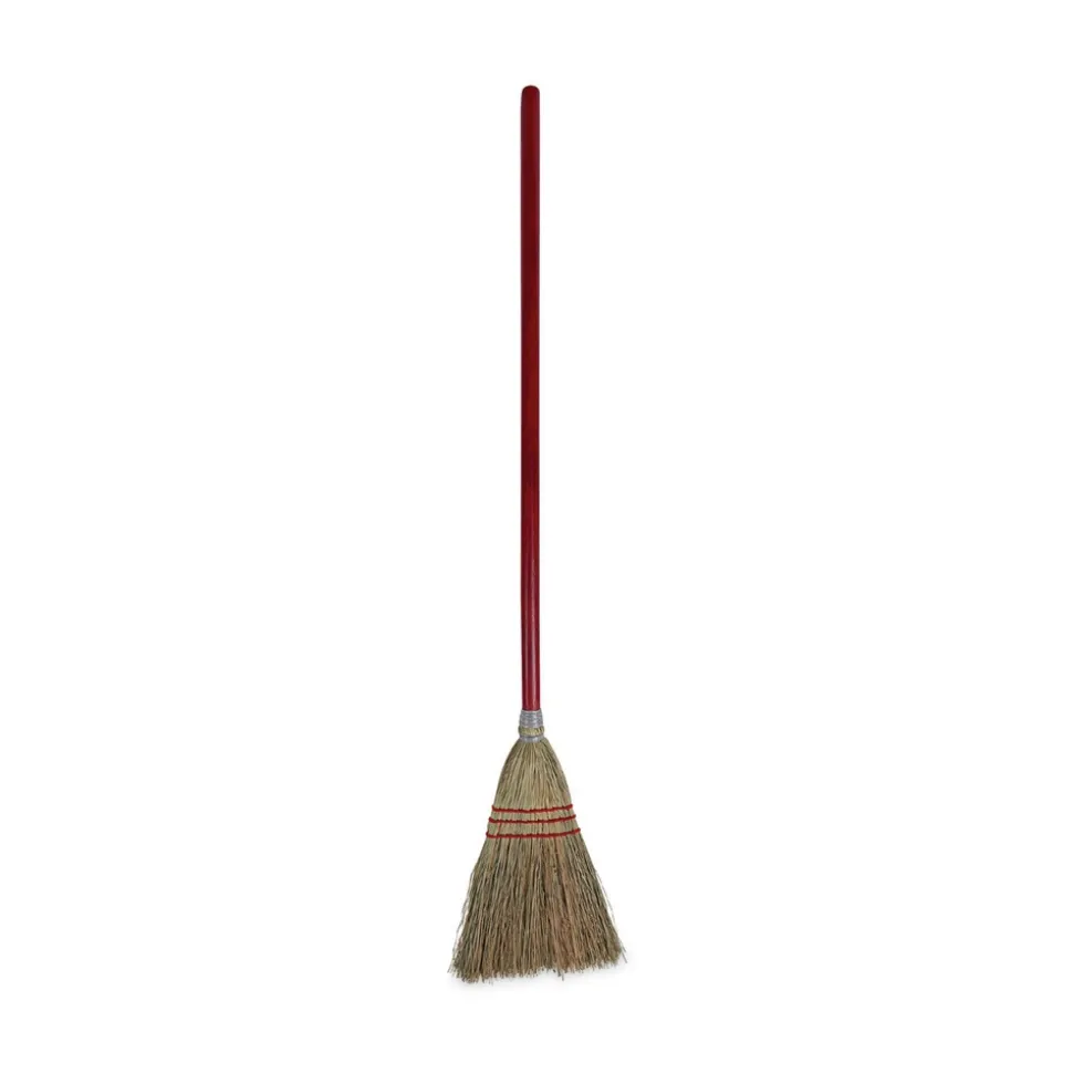 Boardwalk 39 in. Corn Fiber Bristles Lobby/Toy Broom - Red