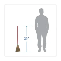 Boardwalk 39 in. Corn Fiber Bristles Lobby/Toy Broom - Red