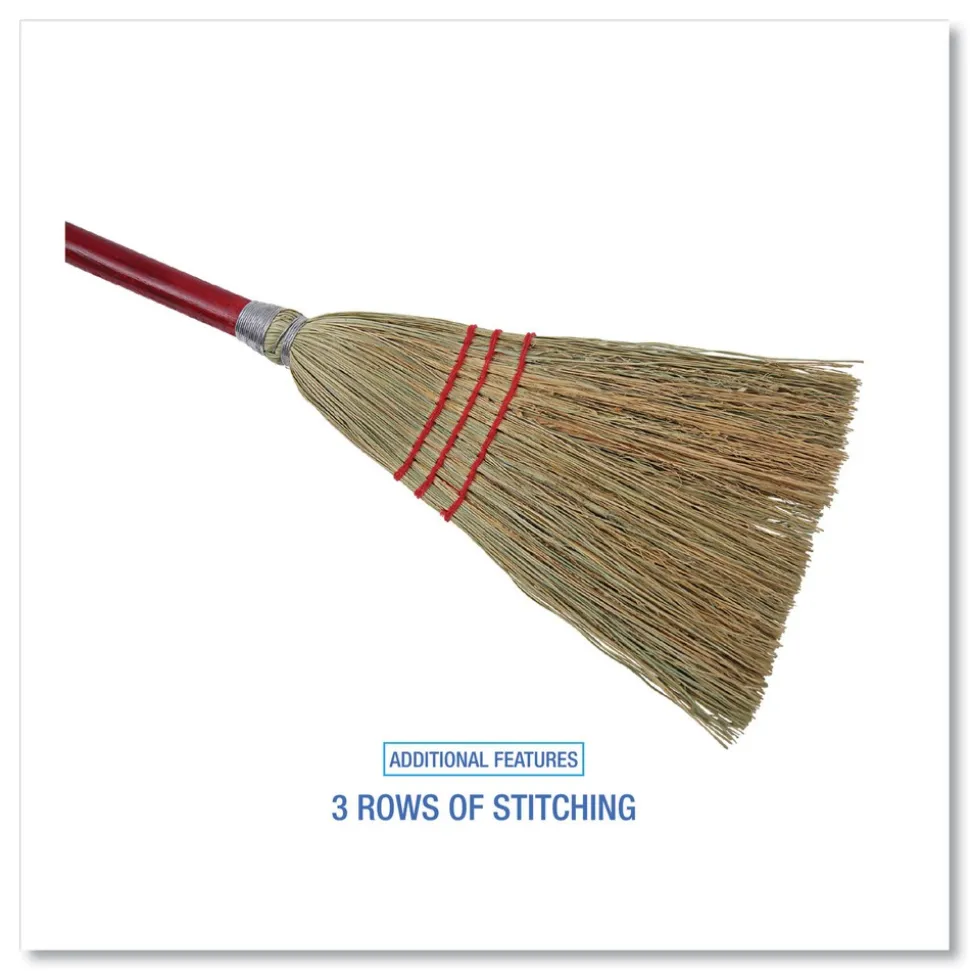 Boardwalk 39 in. Corn Fiber Bristles Lobby/Toy Broom - Red