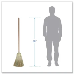 Boardwalk 60 in. Corn/Synthetic Fiber Bristle Broom - Gray/Natural (6/Carton)