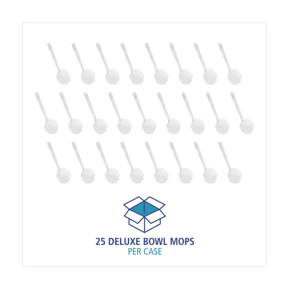 Boardwalk 12 in. Deluxe Plastic Bowl Mop with 2 in. Mop Head - White (25/Carton)