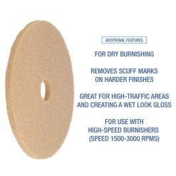 Boardwalk 27 in. Diameter Burnishing Floor Pads - Tan (5/Carton)