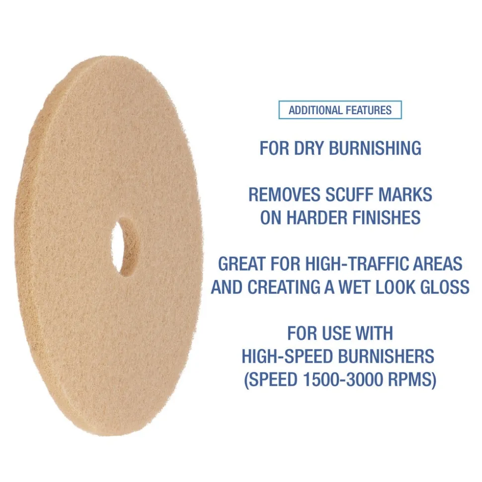 Boardwalk 27 in. Diameter Burnishing Floor Pads - Tan (5/Carton)