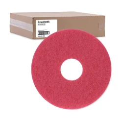 Boardwalk 12 in. Diameter Buffing Floor Pads - Red (5/Carton)