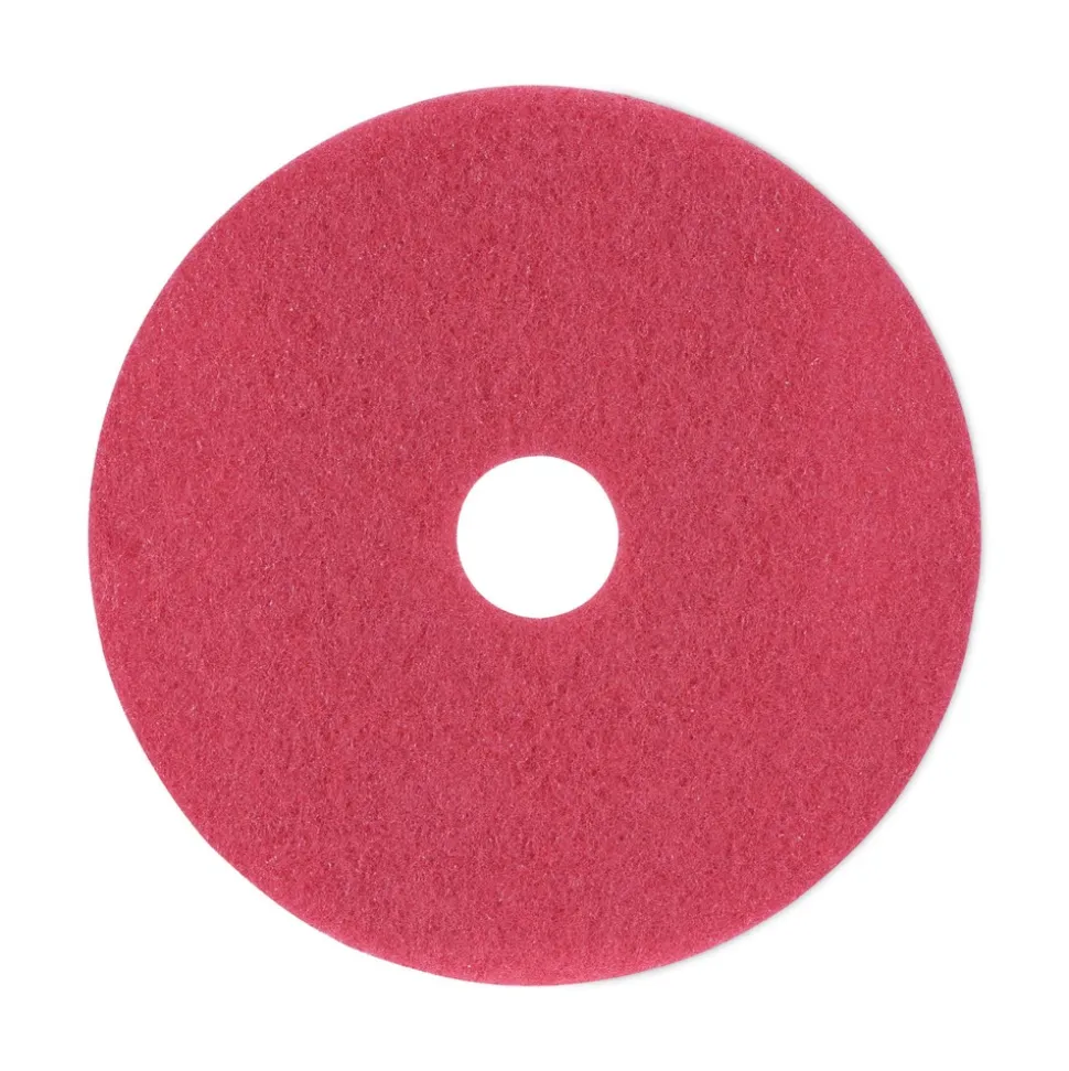 Boardwalk 18 in. Diameter Buffing Floor Pads - Red (5/Carton)